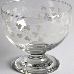 Eamon Ireland Hand Engraved Glass Pedestal Shamrock Bowl